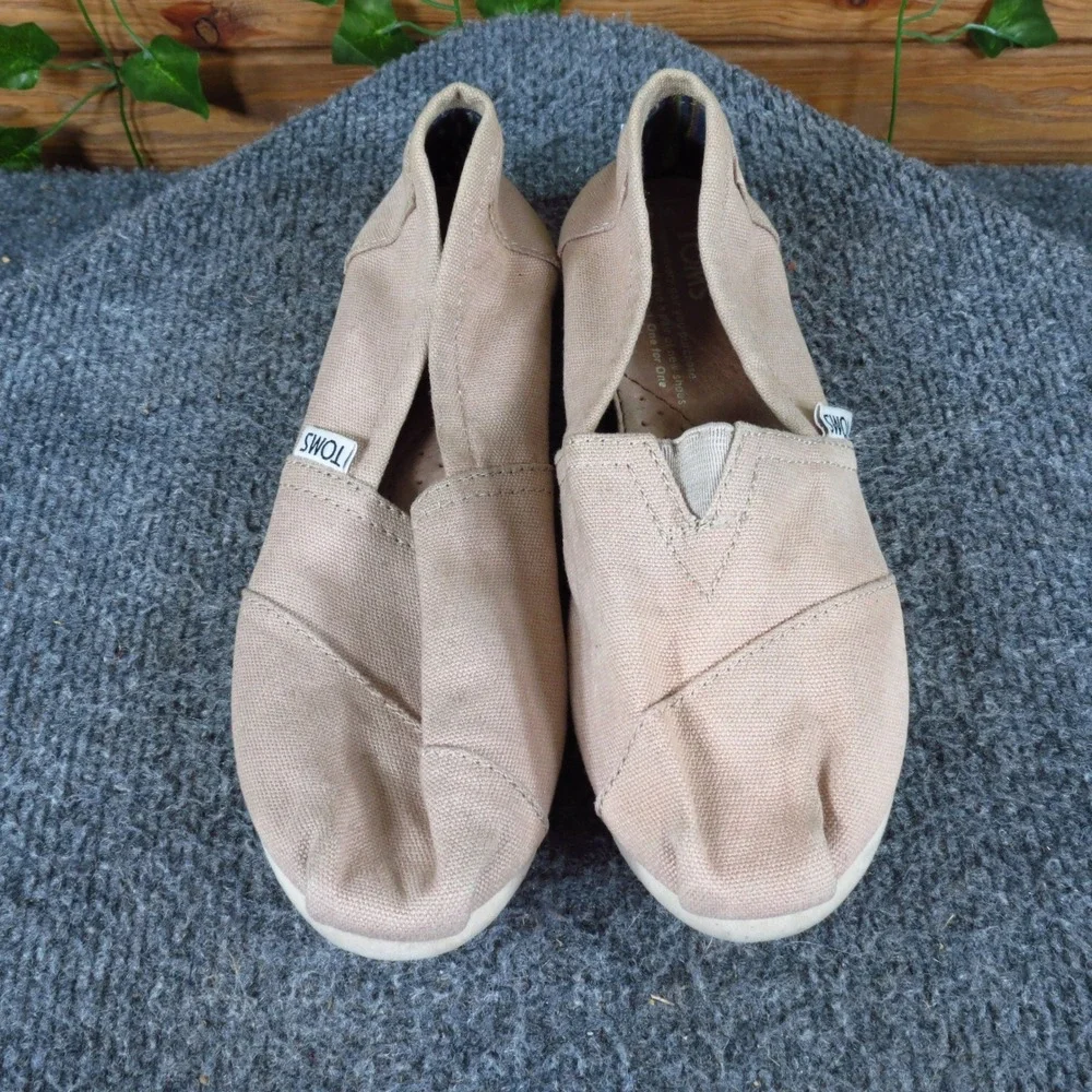 TOMS Alpargata Women‎ Slip On Shoe Size 5 Everyday Comfort Tan Canvas Flats